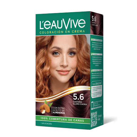 Kit de Coloración L’eau Vive# brinda brillo y color duradero a tu pelo, gracias a su fórmula con aceite de almendras dulces, presente en la coloración y el enjuague acondicionador PH ácido.