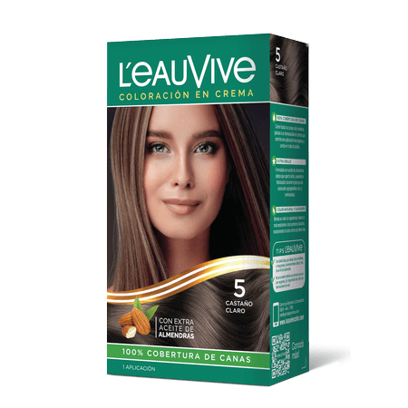 Kit de Coloración L’eau Vive# brinda brillo y color duradero a tu pelo, gracias a su fórmula con aceite de almendras dulces, presente en la coloración y el enjuague acondicionador PH ácido.