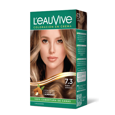 Kit de Coloración L’eau Vive# brinda brillo y color duradero a tu pelo, gracias a su fórmula con aceite de almendras dulces, presente en la coloración y el enjuague acondicionador PH ácido.